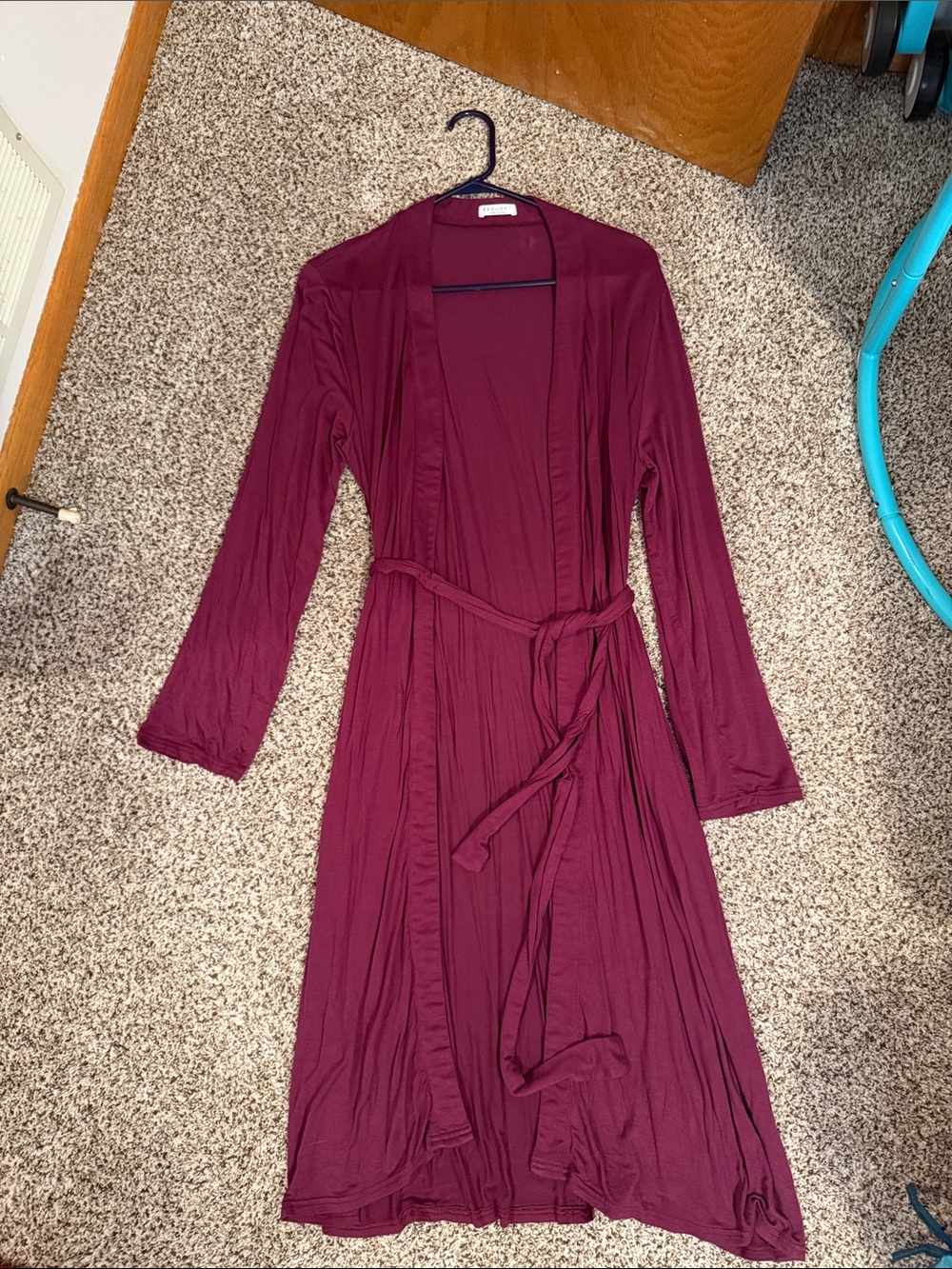 Maternity Women's Burgundy/purple Long Robe with Tie Belt